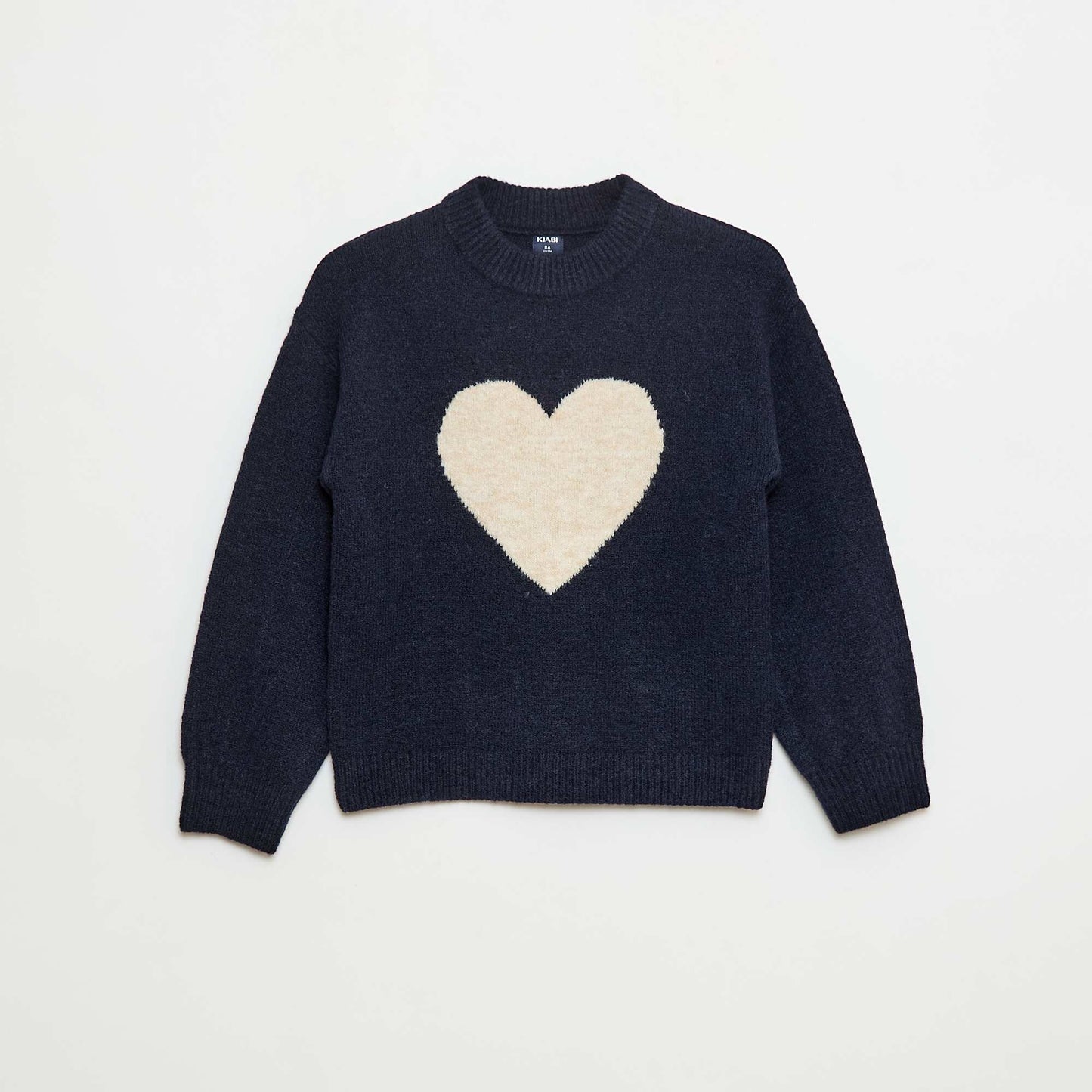 Pull col rond à motif BLEU