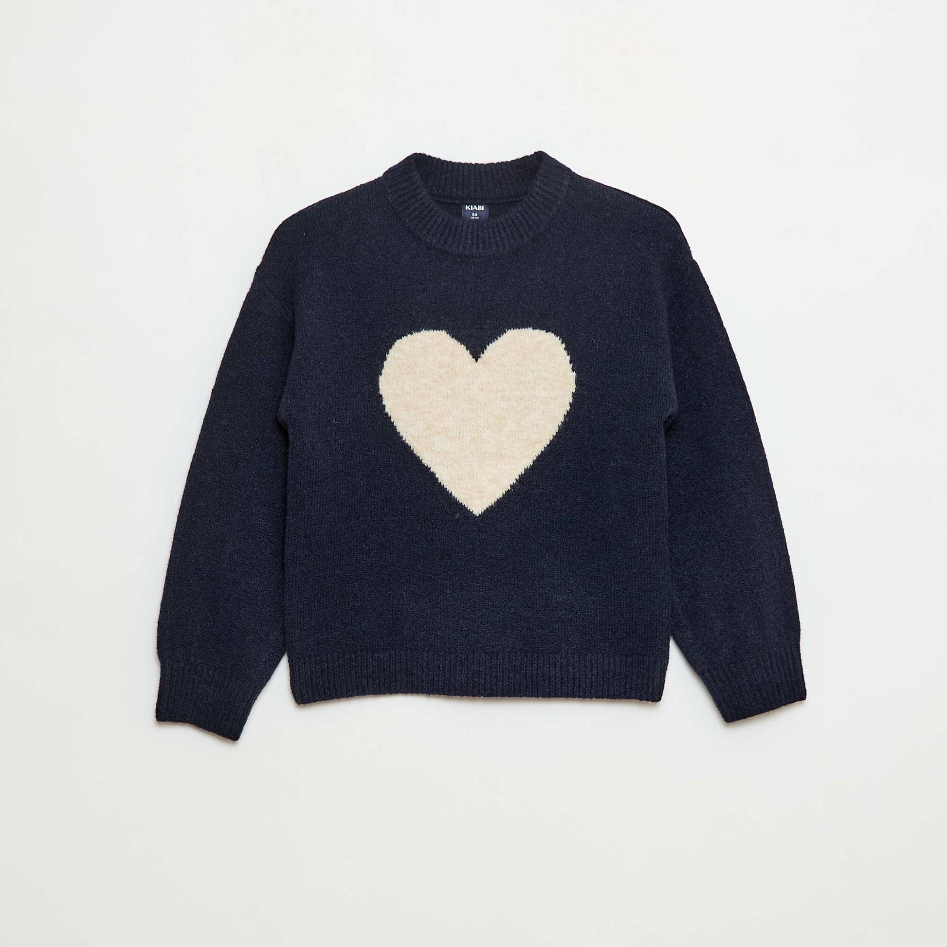 Pull col rond à motif BLEU
