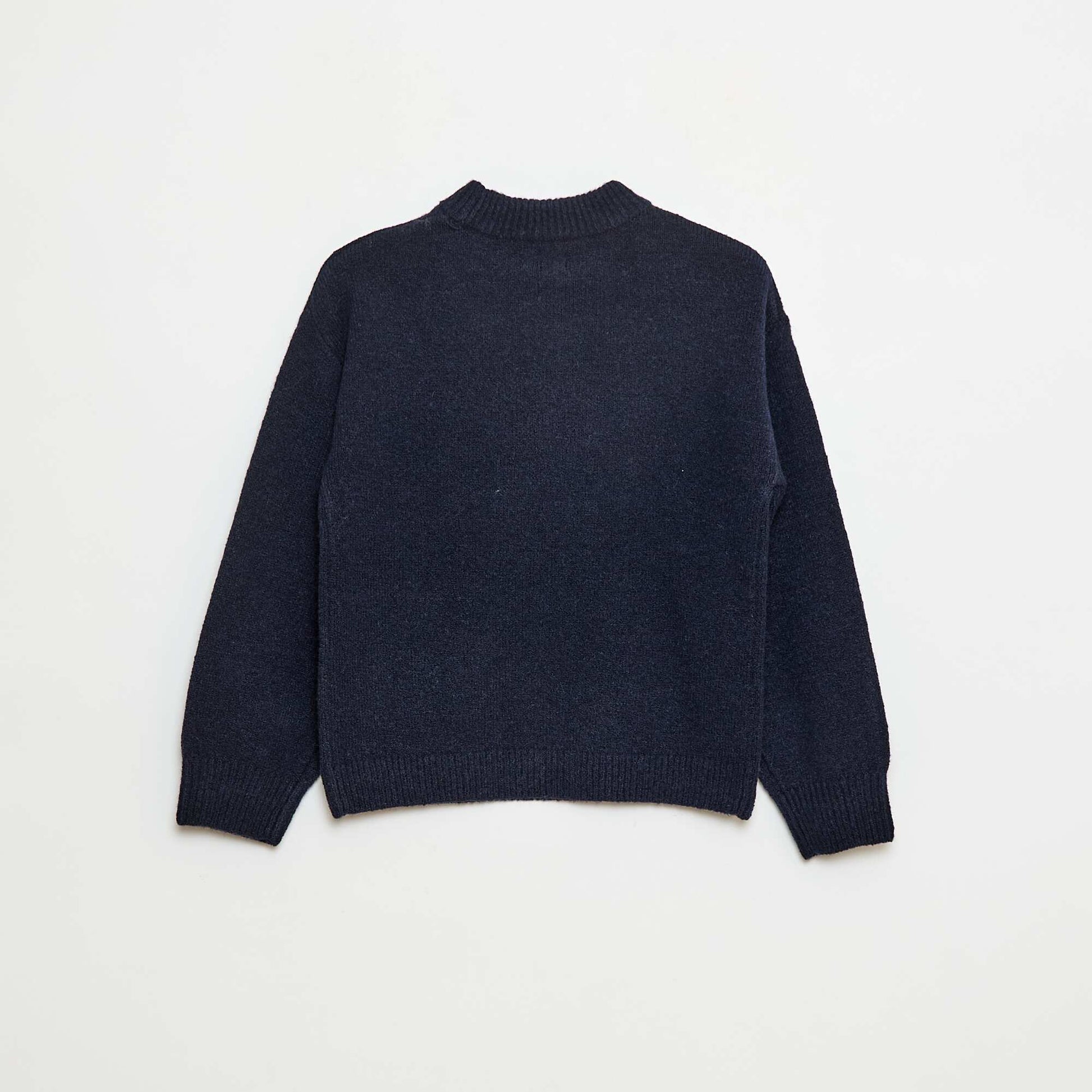 Pull col rond à motif BLEU