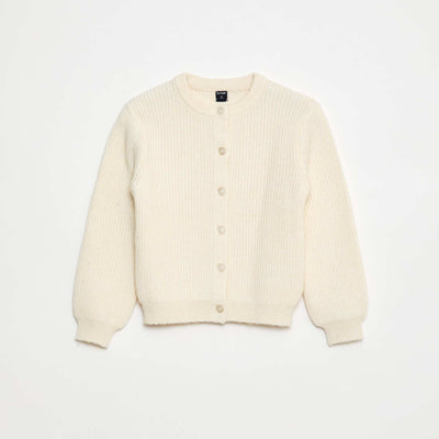 Gilet en maille tricot grosse jauge uni BEIGE