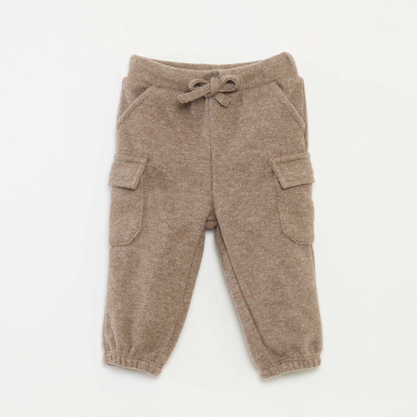 Jogging rib en coton uni BEIGE