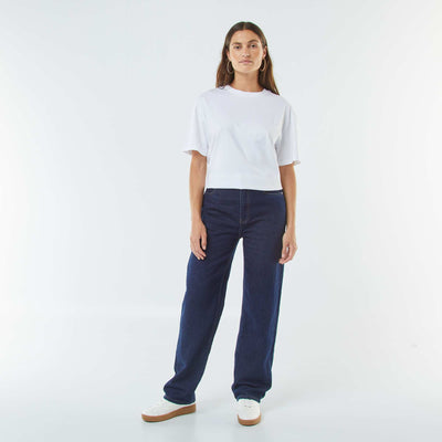 Jean straight taille haute BLEU