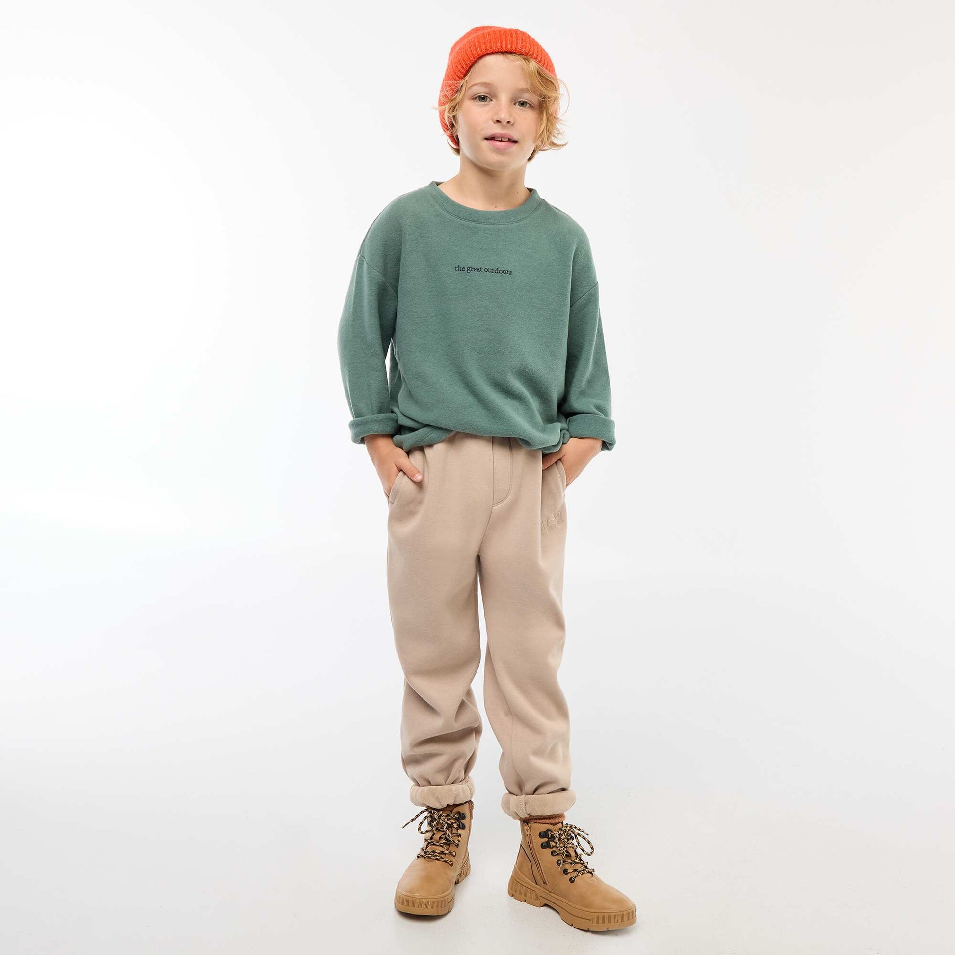 Jogging chaud uni avec doublure polaire BEIGE