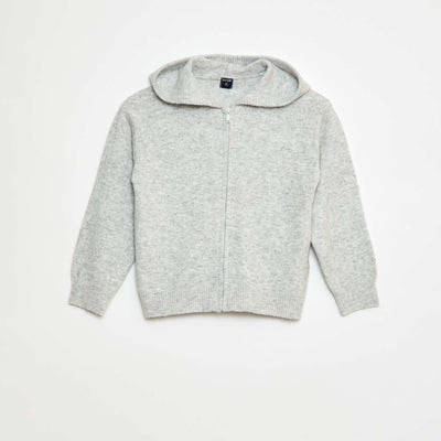 Gilet à capuche en maille chinée GRIS