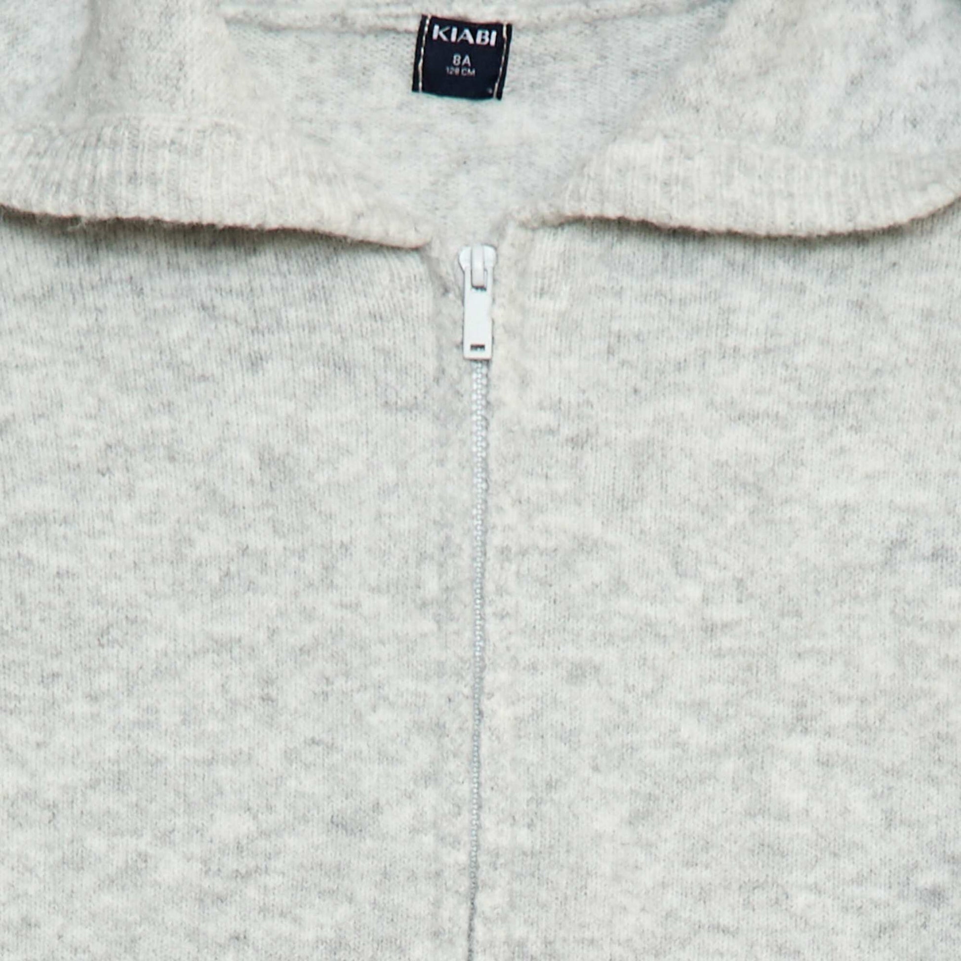 Gilet à capuche en maille chinée GRIS