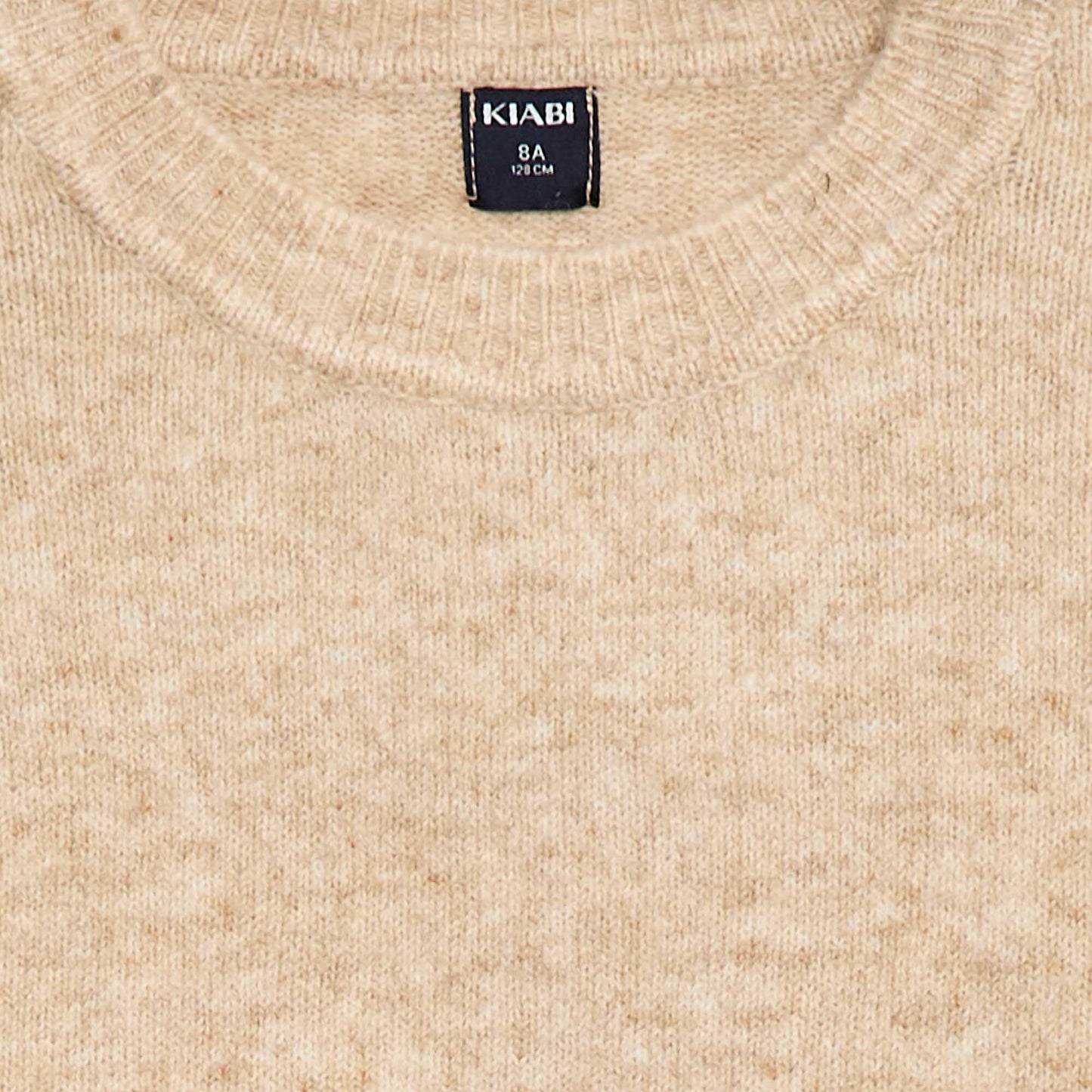 Pull en maille uni à col rond BEIGE
