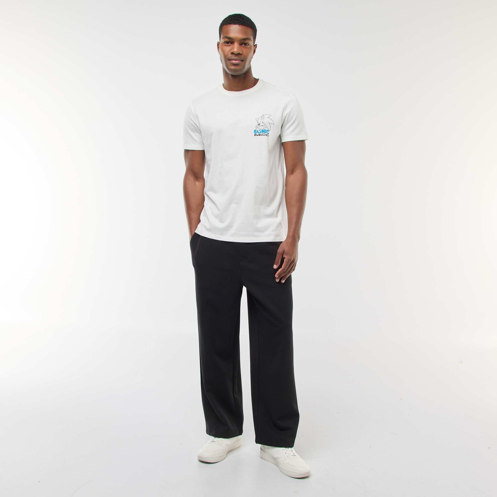 T-shirt 'Sonic' imprimé recto/verso à manches courtes BLANC