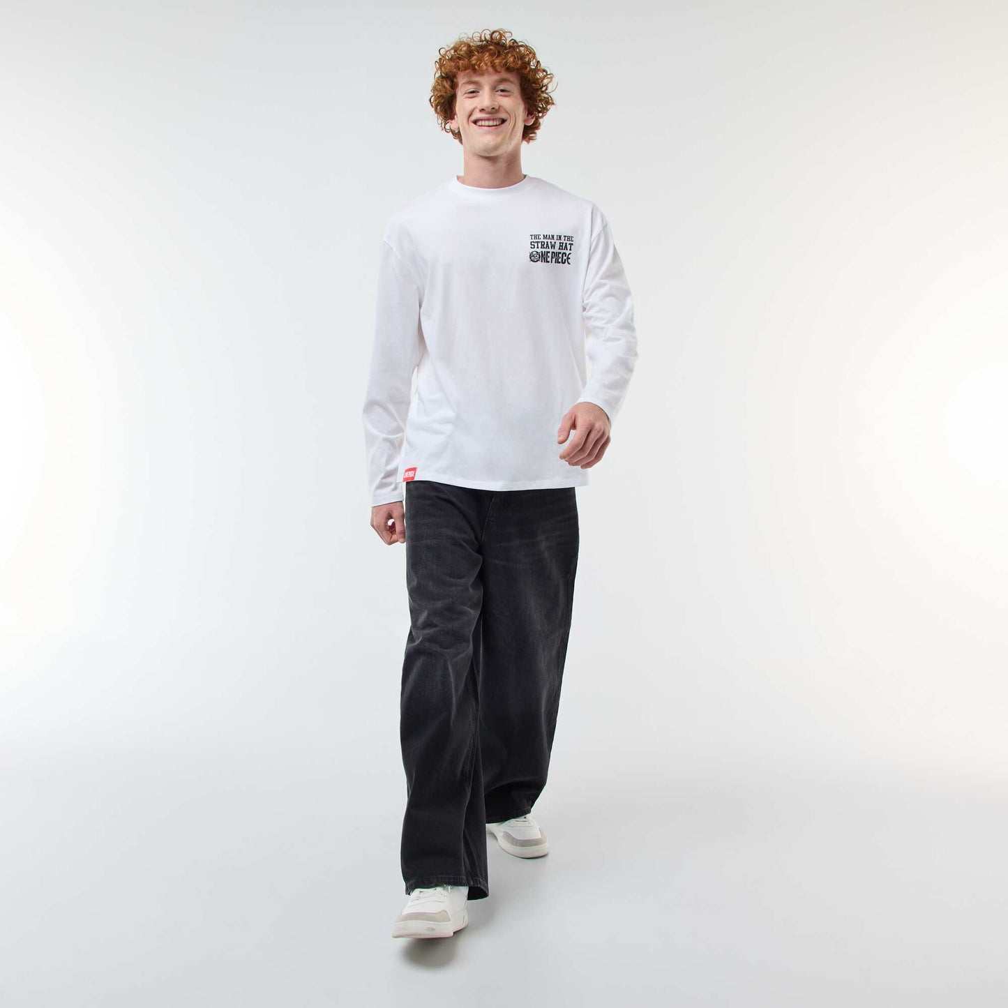 T-shirt 'fashion UK' One piece' manches courtes BLANC