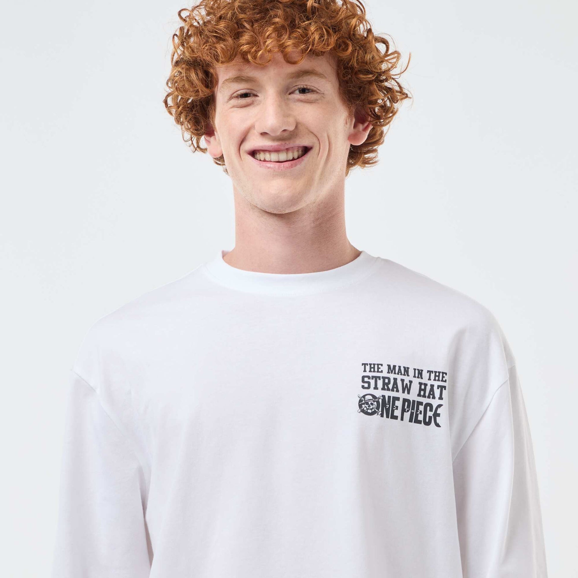 T-shirt 'fashion UK' One piece' manches courtes BLANC