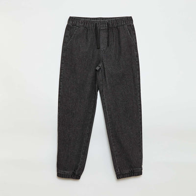 Pantalon denim coupe jogger GRIS