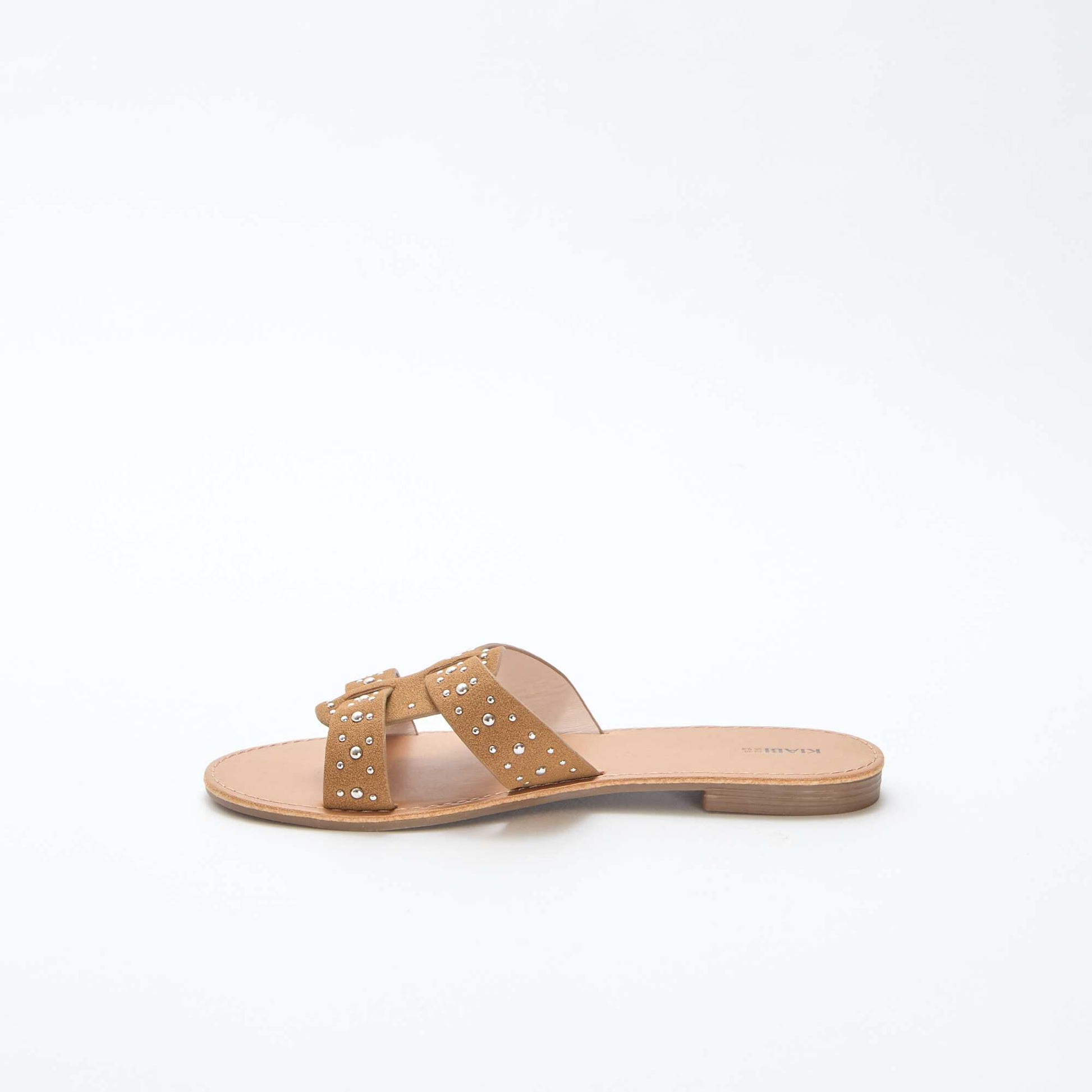 Mules avec bride en macramé brillant MARRON