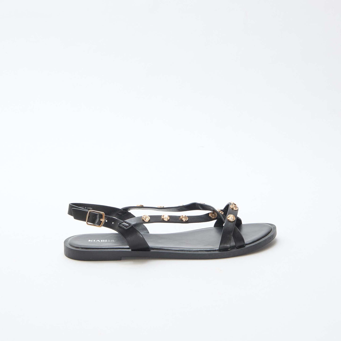 Mules multi-brides à clous brillant NOIR