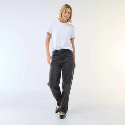 Jean straight denim en coton NOIR