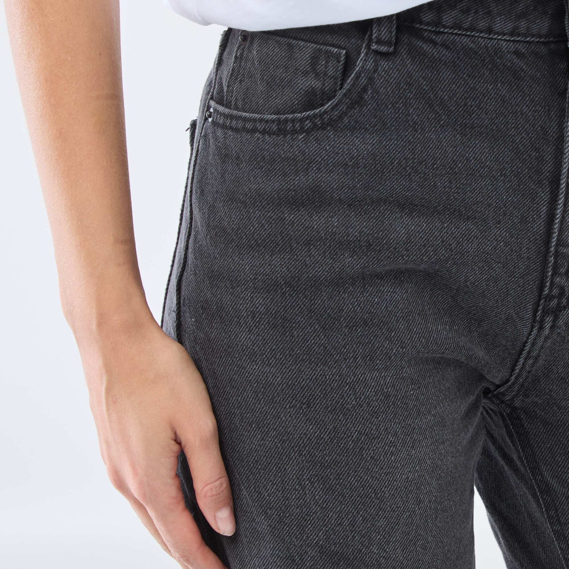 Jean straight denim en coton NOIR