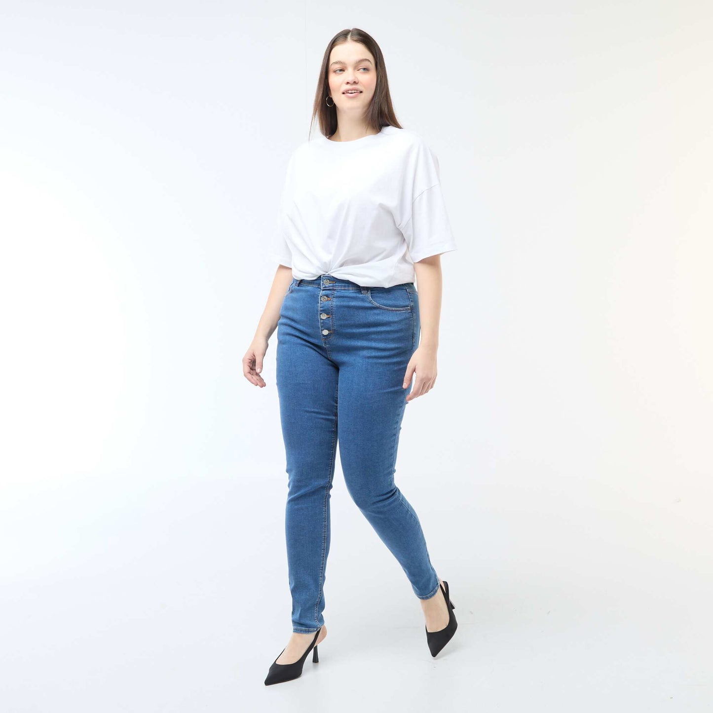 Pantalon skinny taille très haute - L30 BLEU