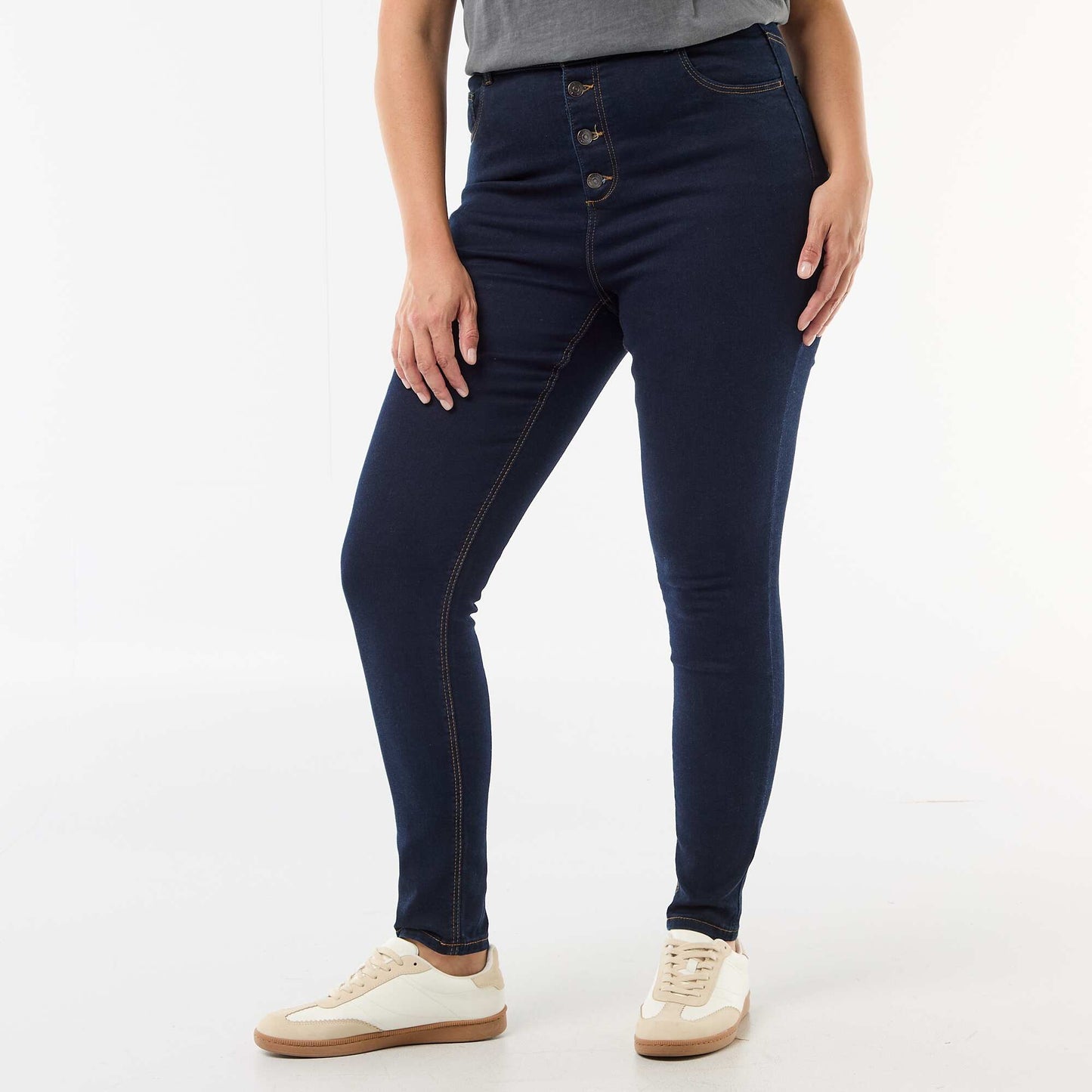 Pantalon skinny taille très haute - L30 BLEU