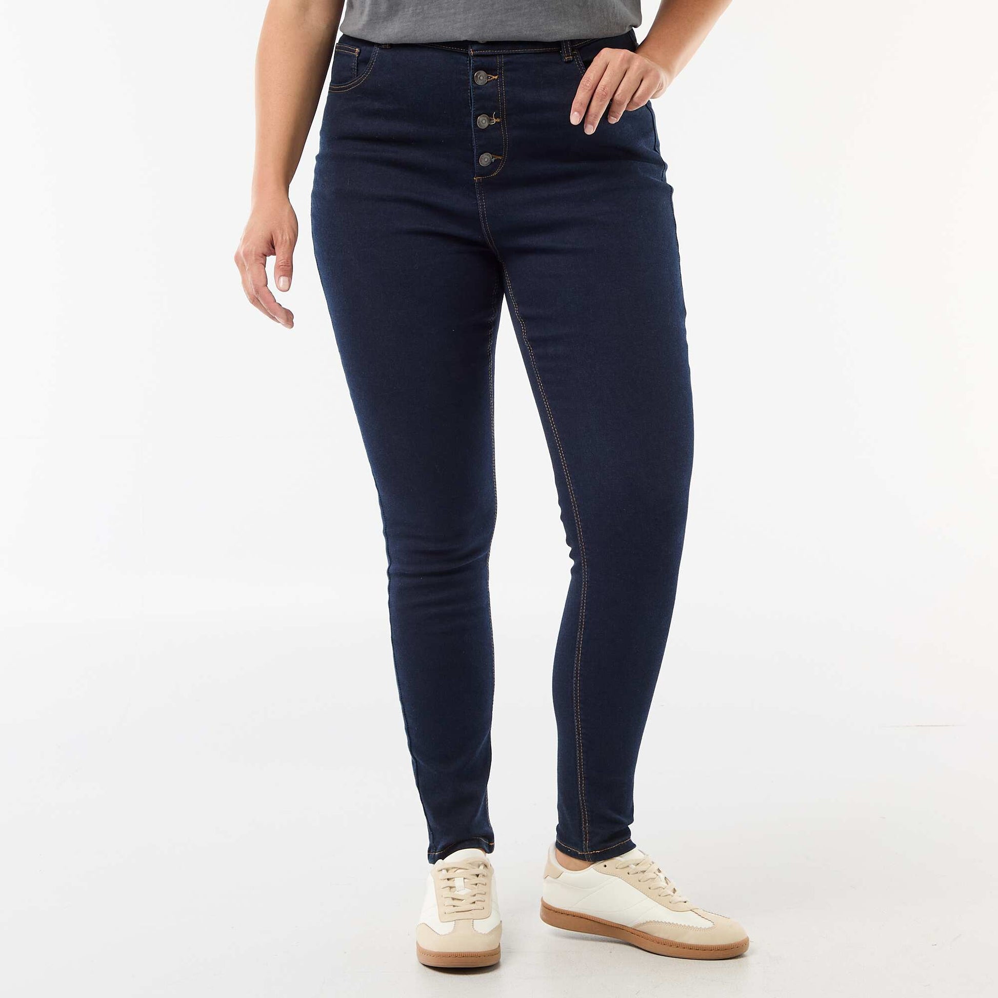 Pantalon skinny taille très haute - L30 BLEU