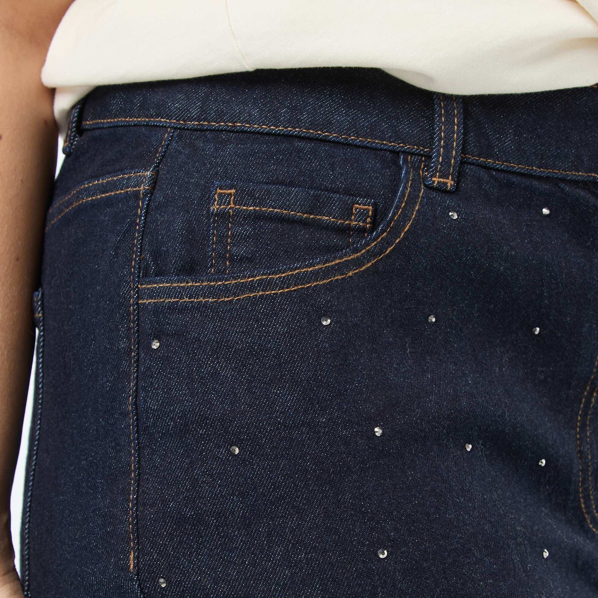 Jean taille haute avec strass RINCE