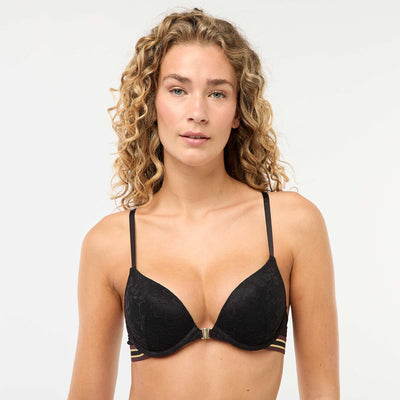 Soutien-gorge push up en dentelle avec dos nageur NOIR