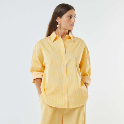 Chemise rayée oversize en popeline JAUNE