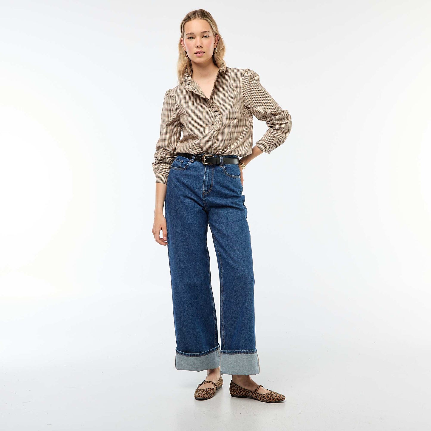 Chemise à carreaux avec détails ondulés CARREAUX