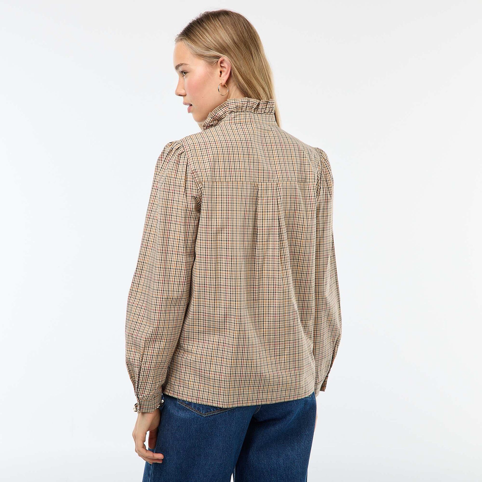 Chemise à carreaux avec détails ondulés CARREAUX