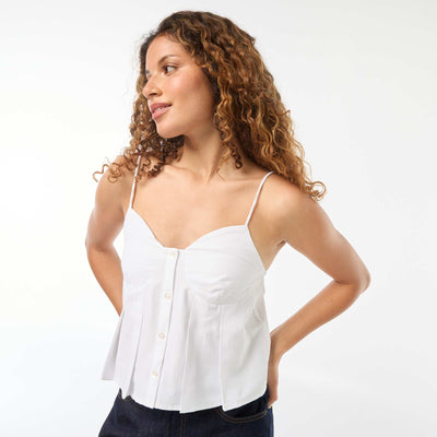 Top cropped en popeline BLANC