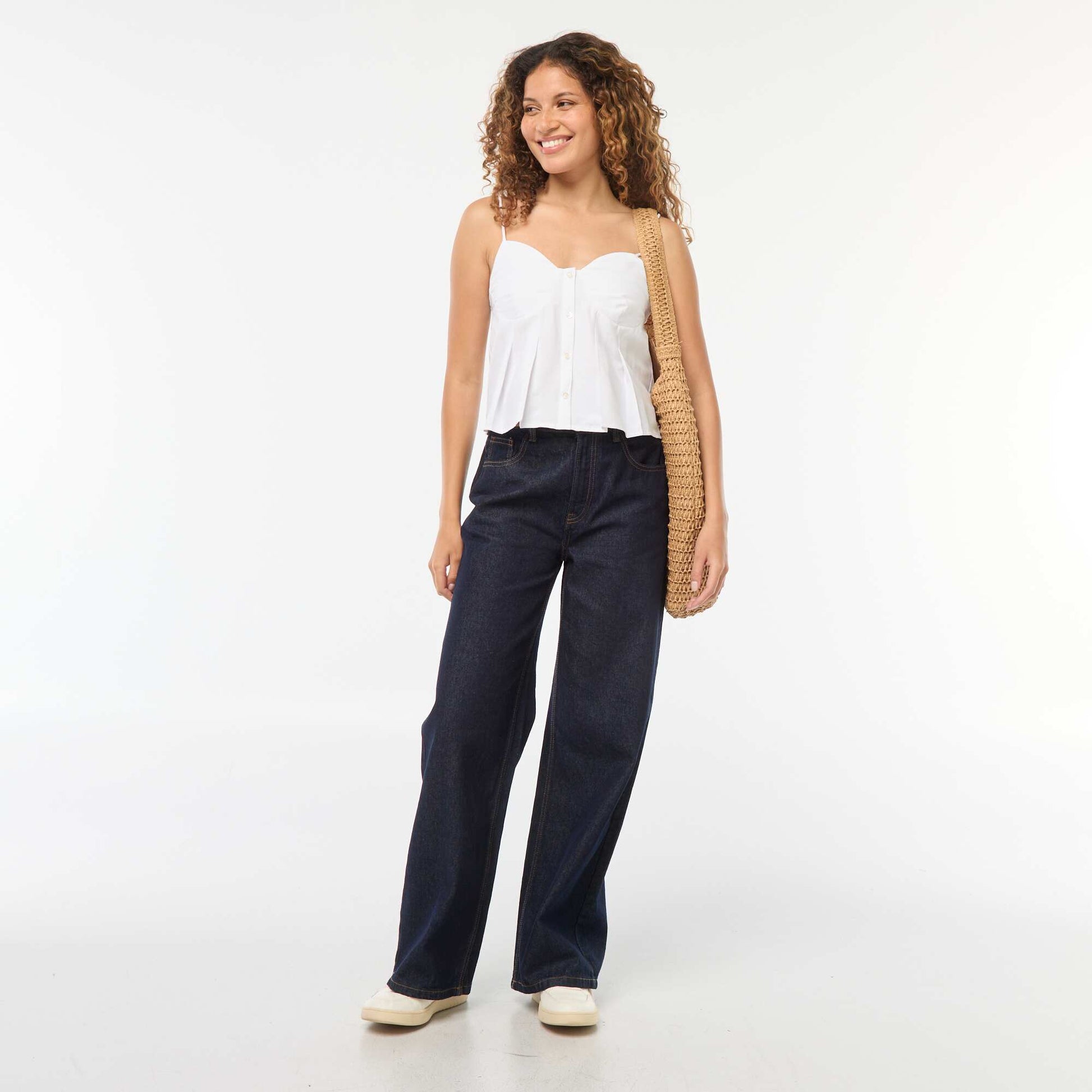 Top cropped en popeline BLANC