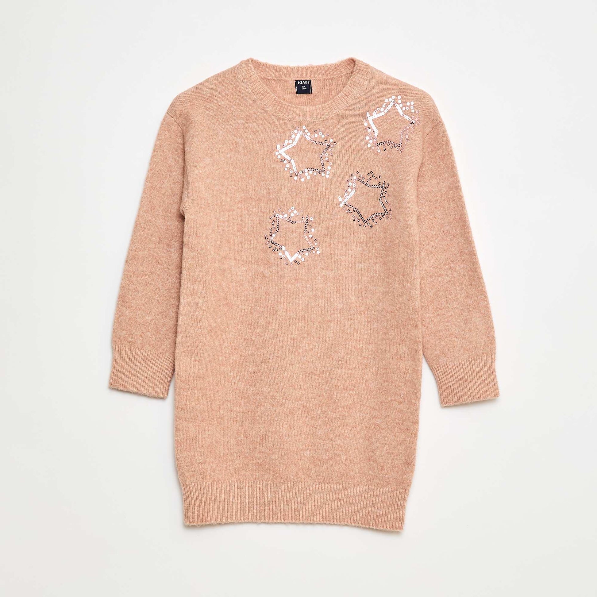 Robe tricot avec étoiles en sequins ROSE