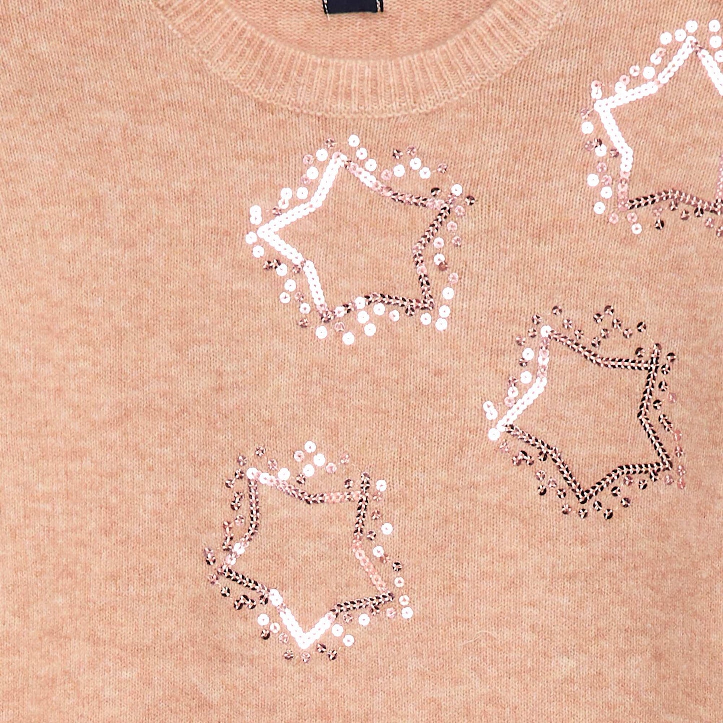 Robe tricot avec étoiles en sequins ROSE