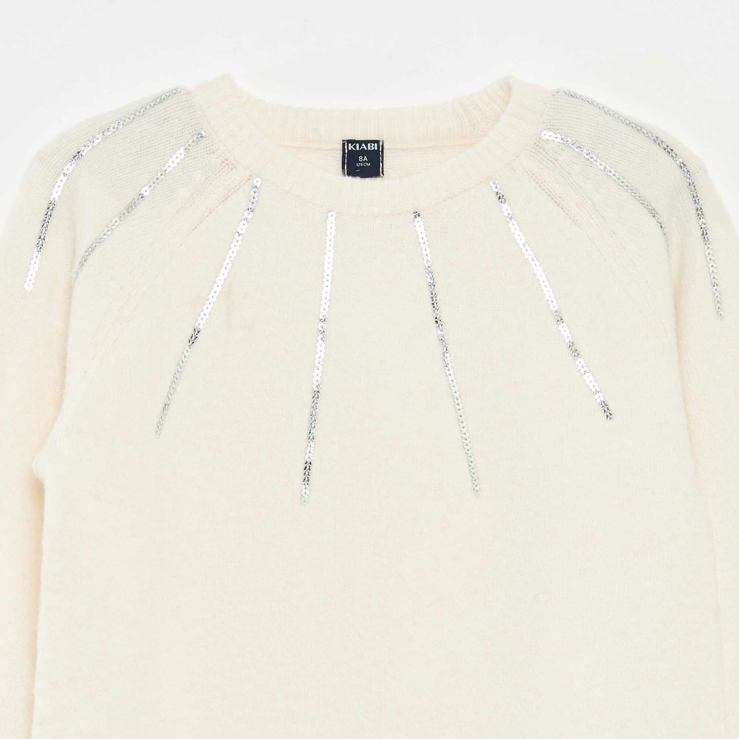Robe mi-longue en maille avec sequins BLANC