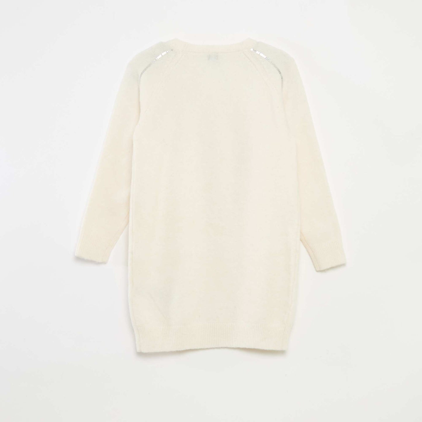 Robe mi-longue en maille avec sequins BLANC