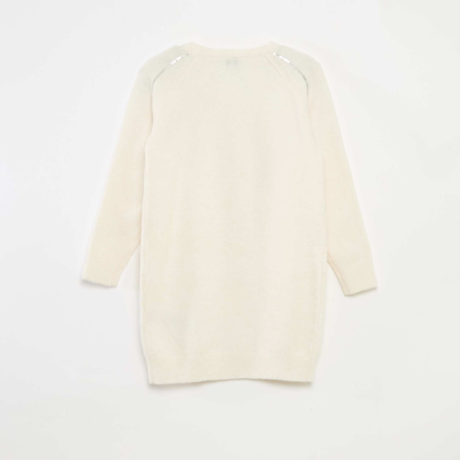 Robe mi-longue en maille avec sequins BLANC