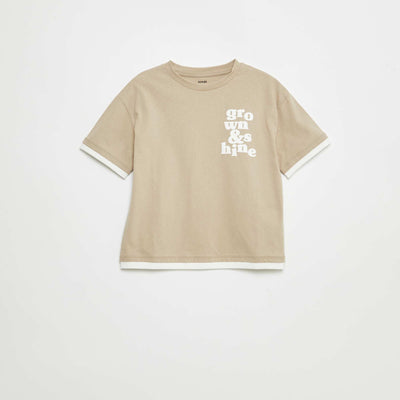 T-shirt effet 2-en-1 BEIGE