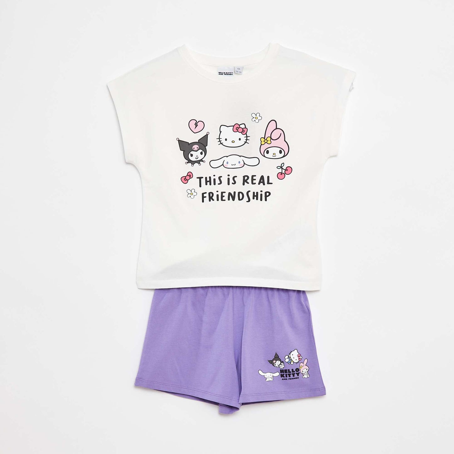 Ensemble court t-shirt + short 'Hello Kitty' - 2 pièces VIOLET