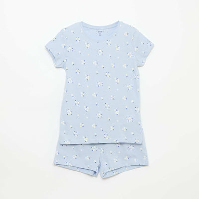 Pyjama court imprimé - 2 pièces BLEU