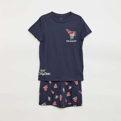 Ensemble pyjama court short + t-shirt - 2 pièces BLEU