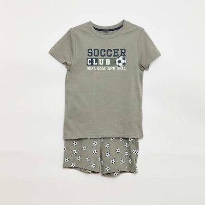 Ensemble pyjama court short + t-shirt - 2 pièces GRIS