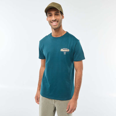 T-shirt à col rond et manches courtes imprimé BLEU