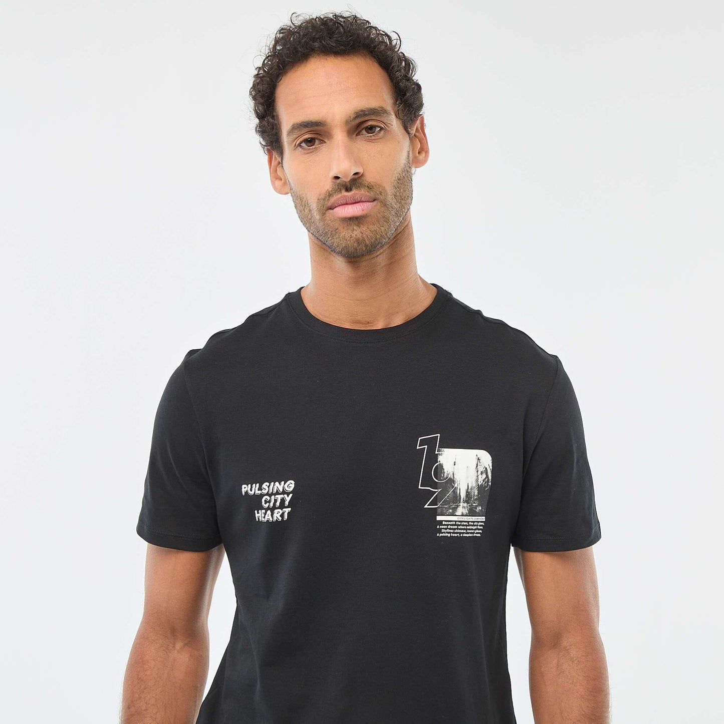 T-shirt à col rond et manches courtes imprimé NOIR