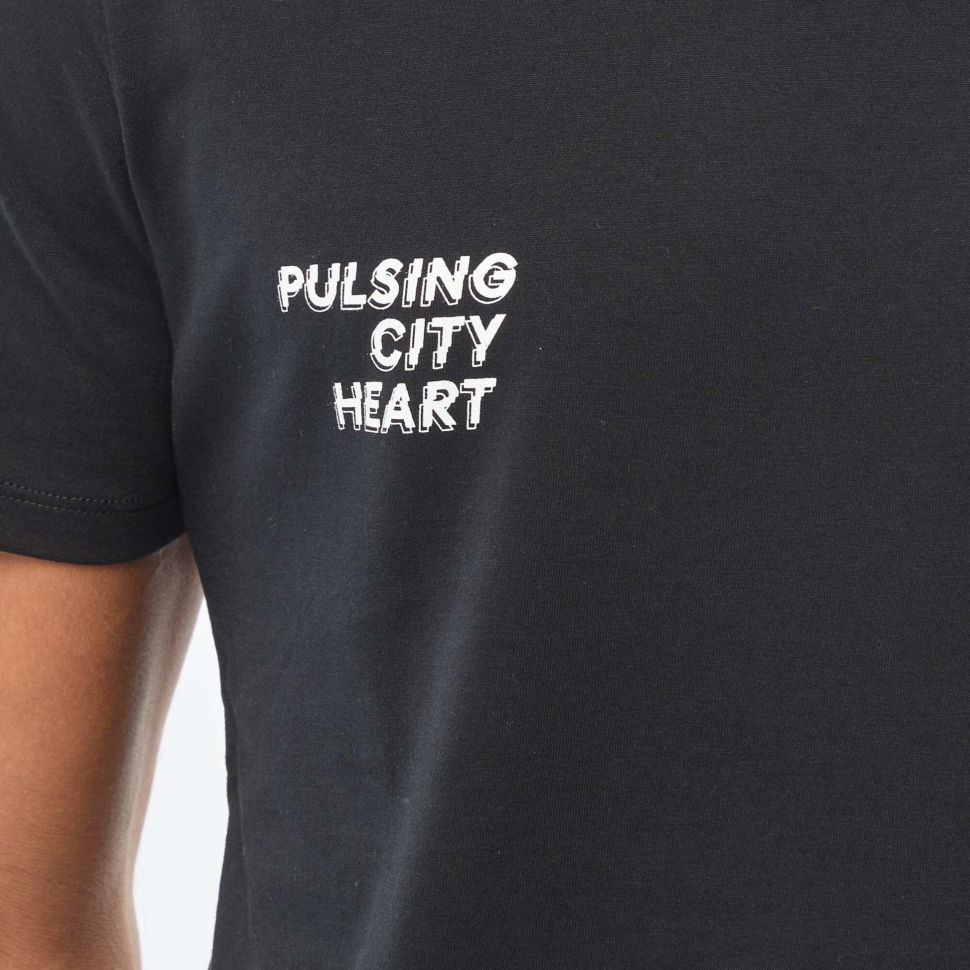 T-shirt à col rond et manches courtes imprimé NOIR