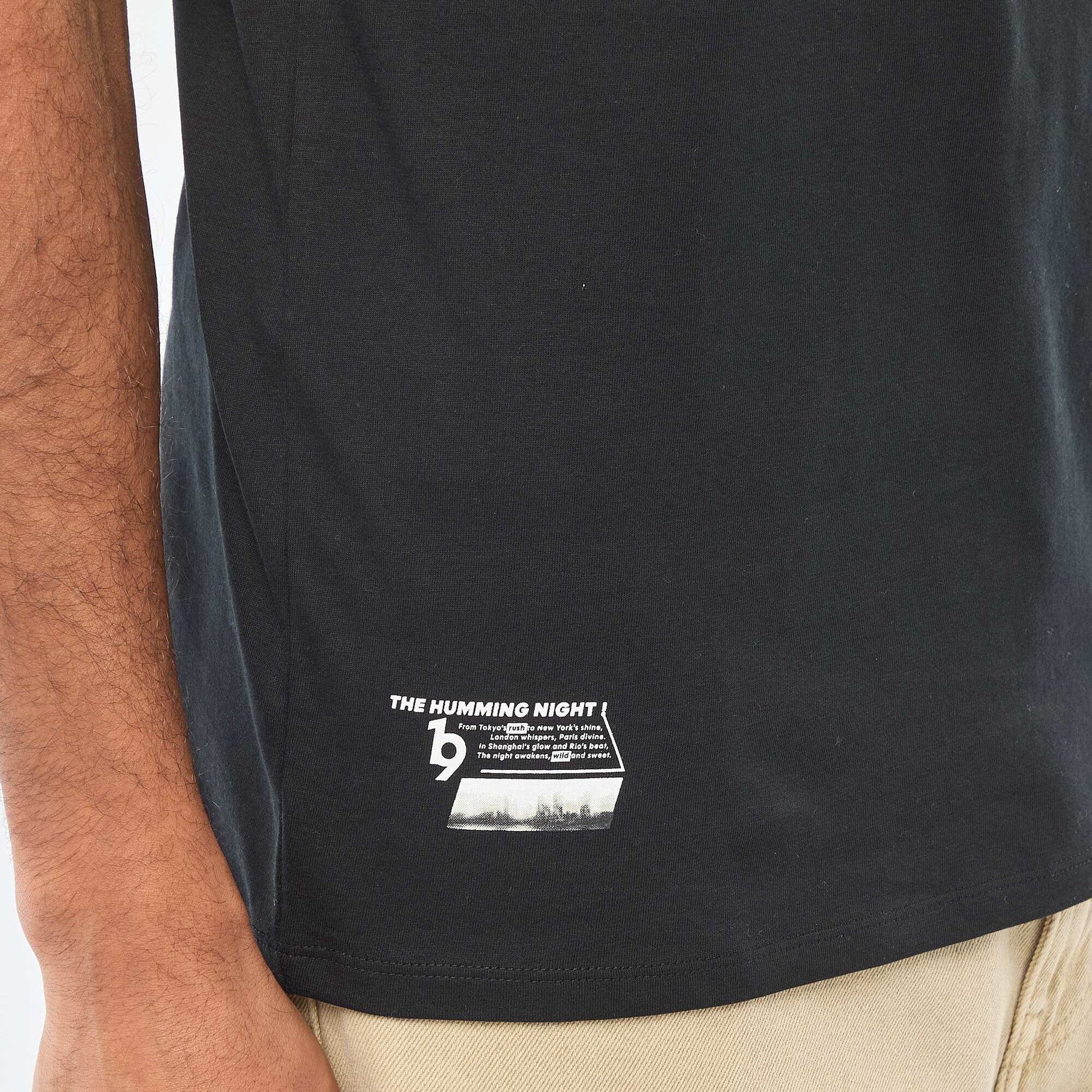 T-shirt à col rond et manches courtes imprimé NOIR