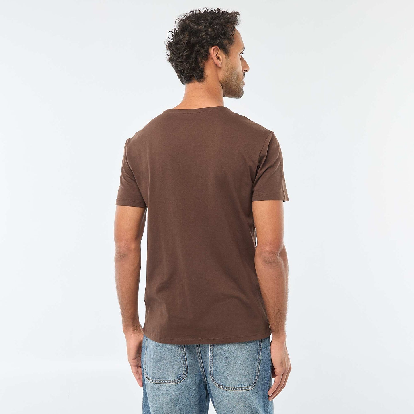 T-shirt à col rond et manches courtes imprimé MARRON
