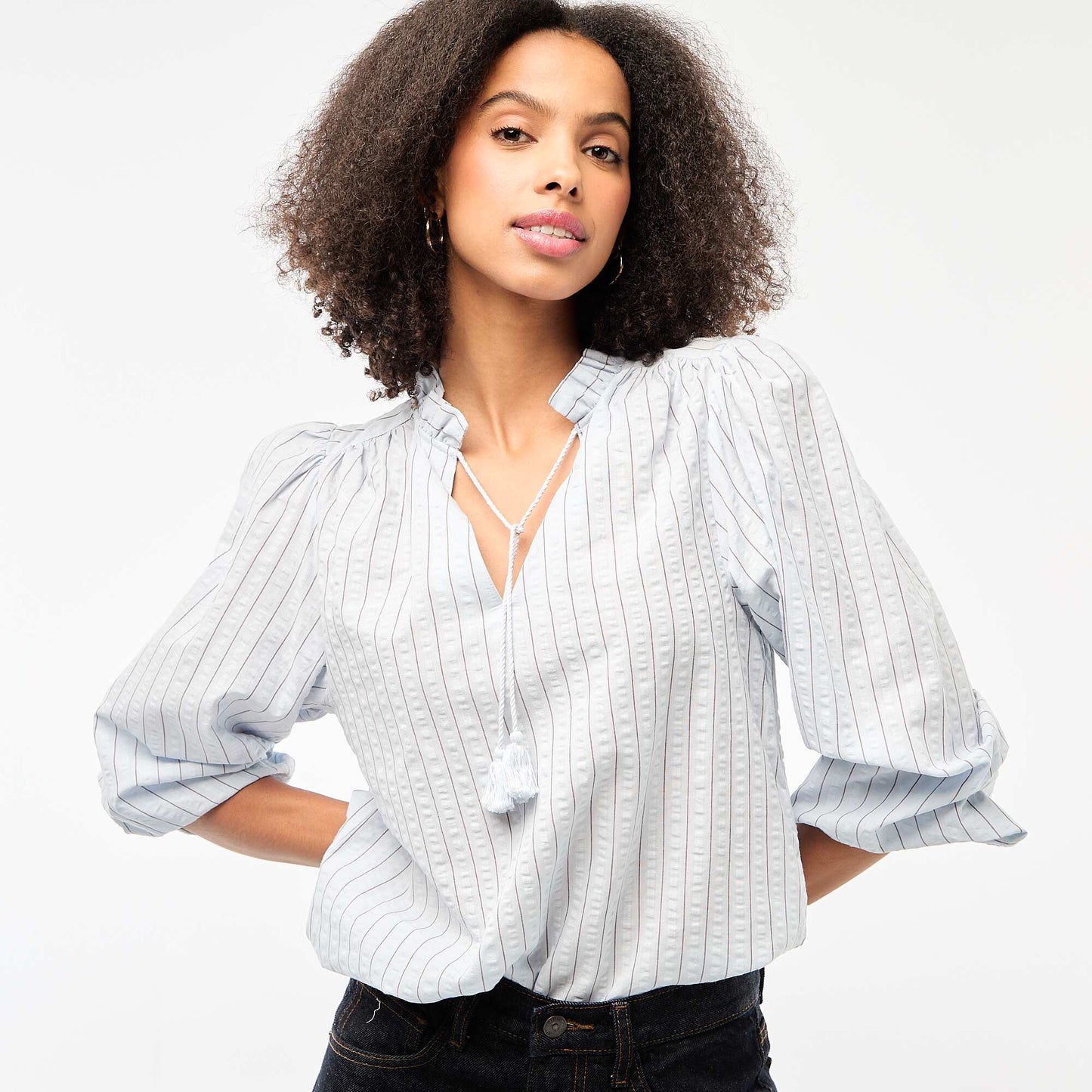 Blouse manches longues à carreaux BLEU