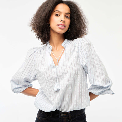 Blouse manches longues à carreaux BLEU