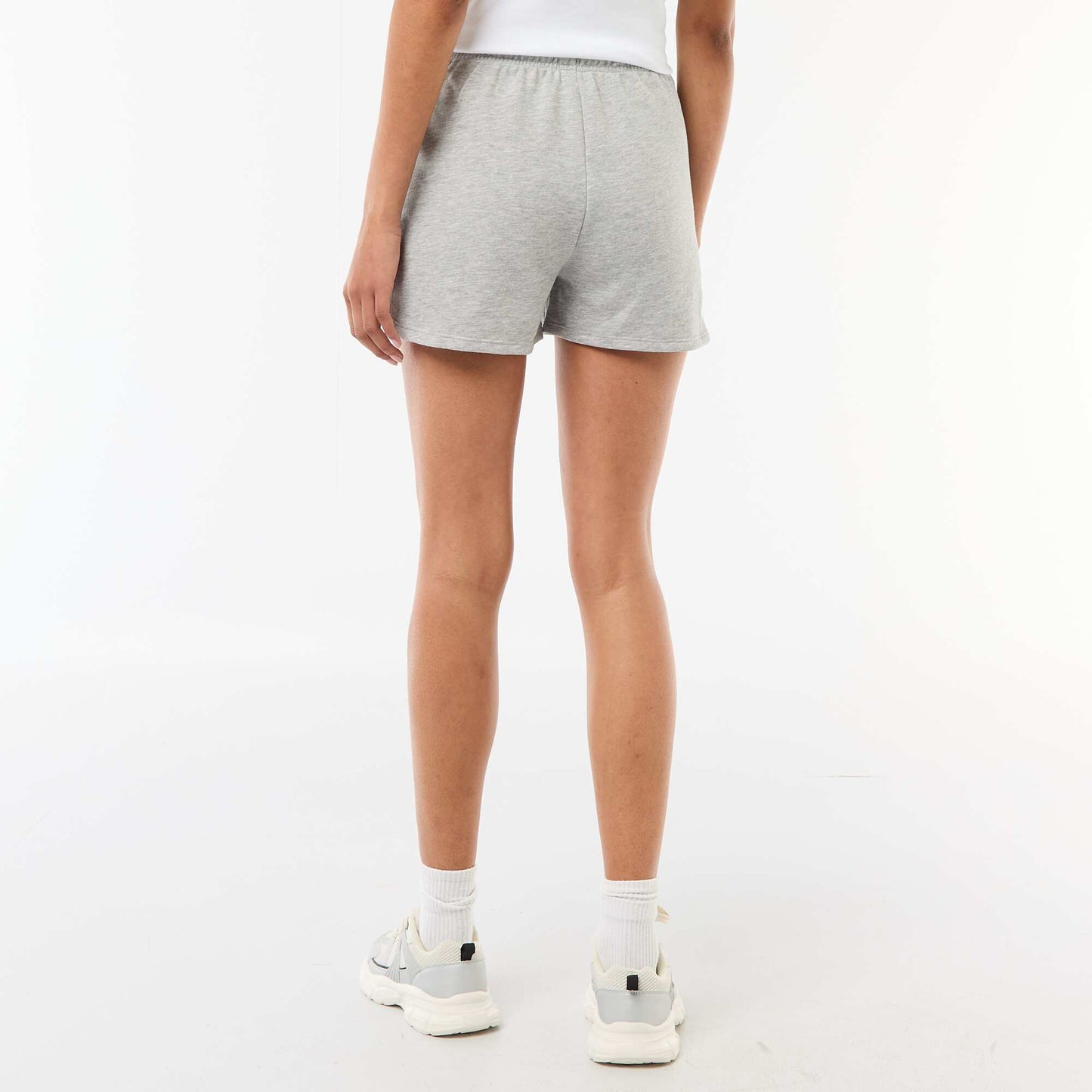Short court en coton uni avec lien GRIS