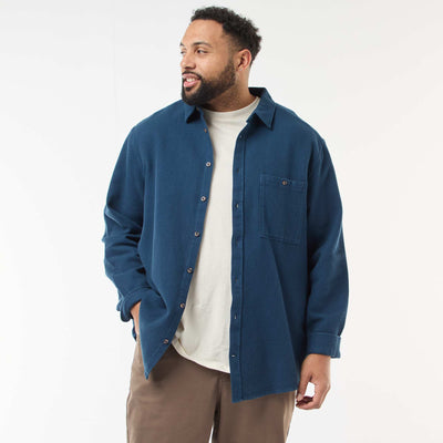 Chemise effet gaufré uni BLEU