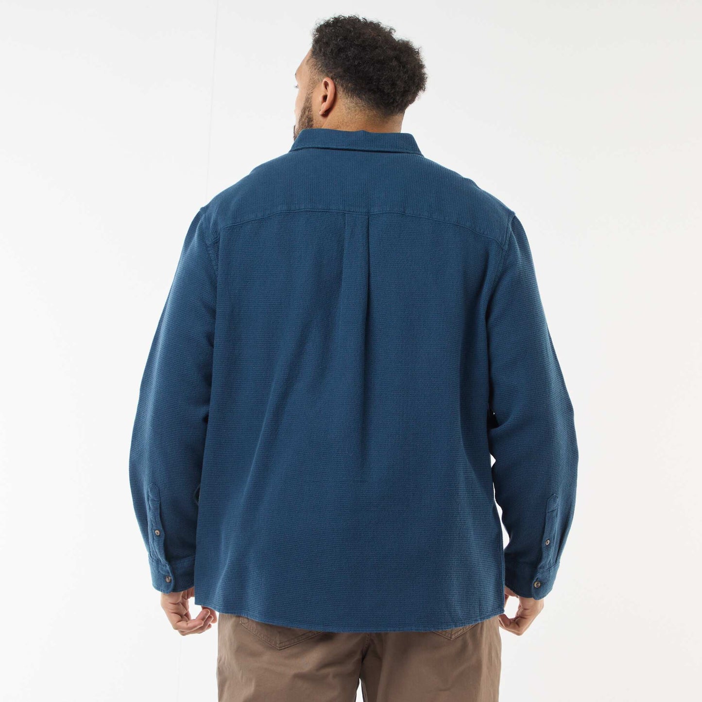 Chemise effet gaufré uni BLEU