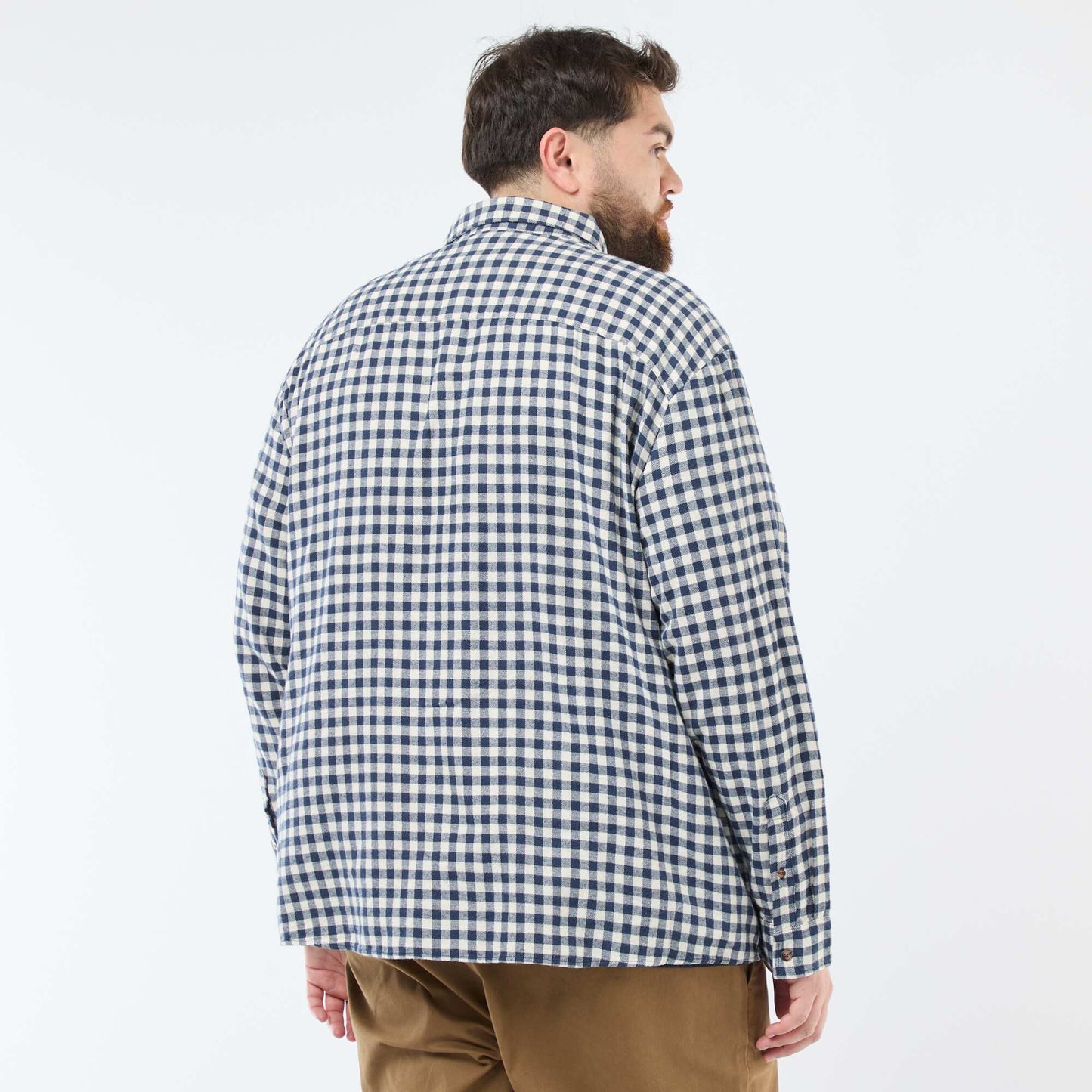 Chemise à carreaux en flanelle de coton BLEU