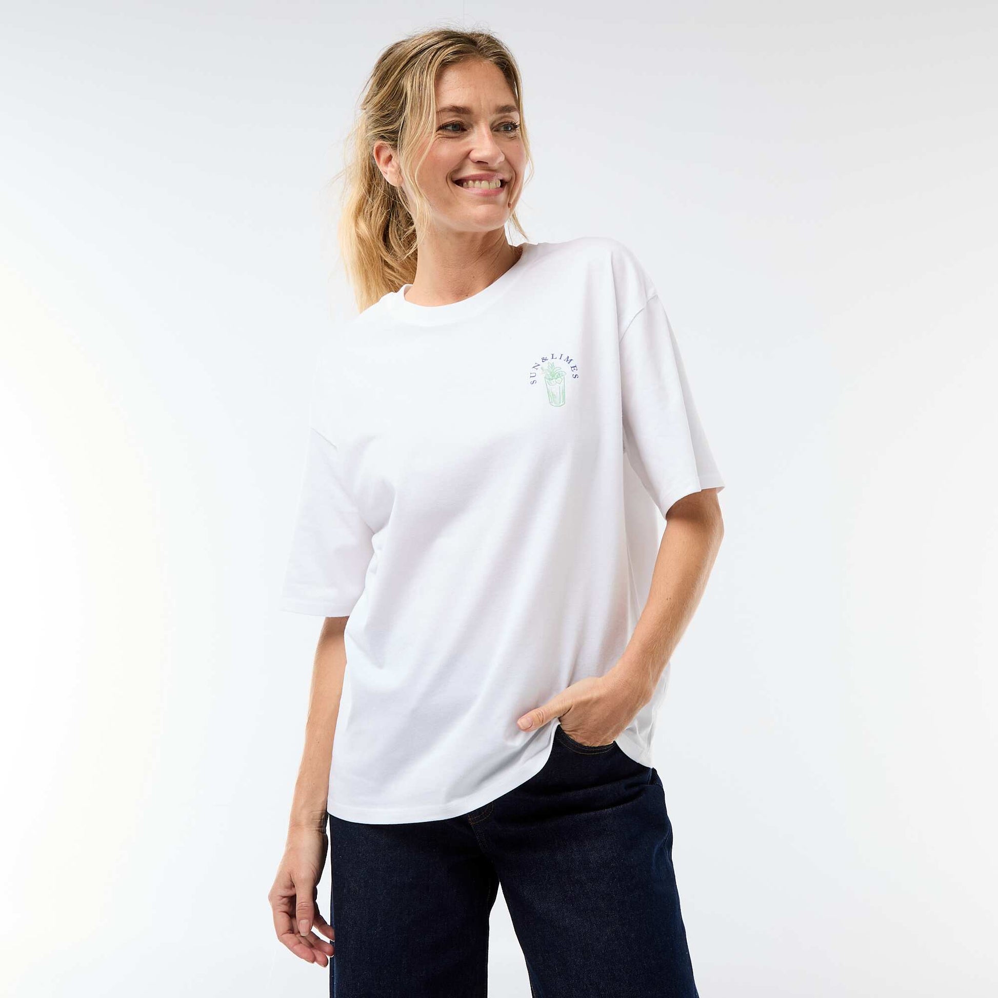 Tee-shirt oversize à message BLANC
